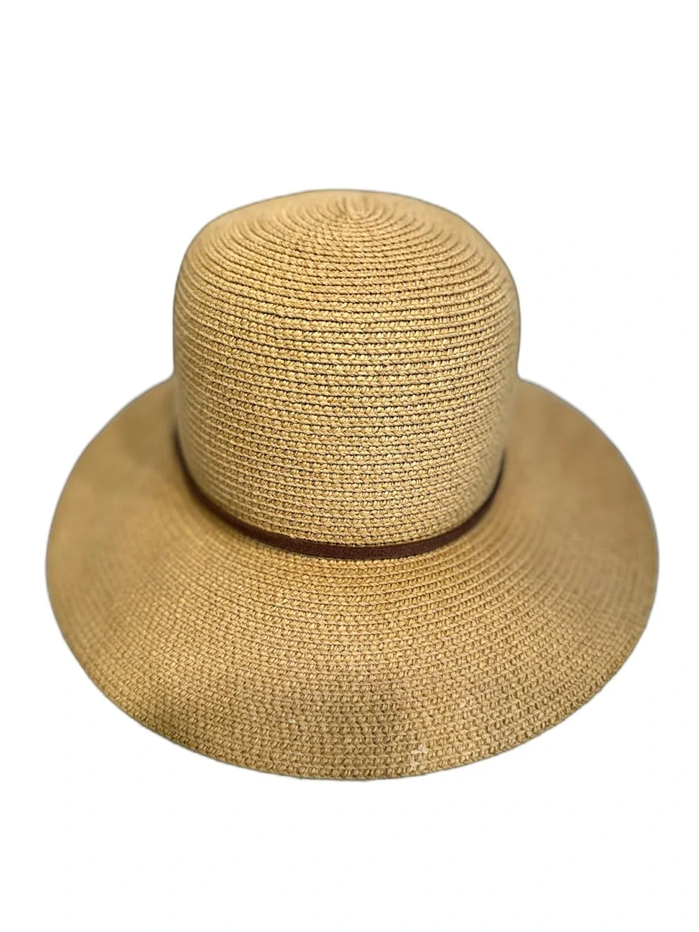FURTALK Women's Wide Brim Straw Sun Hat Tan w Chin Cord UPF - Sz M/L